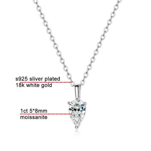 Pear Moissanite Necklace for Women