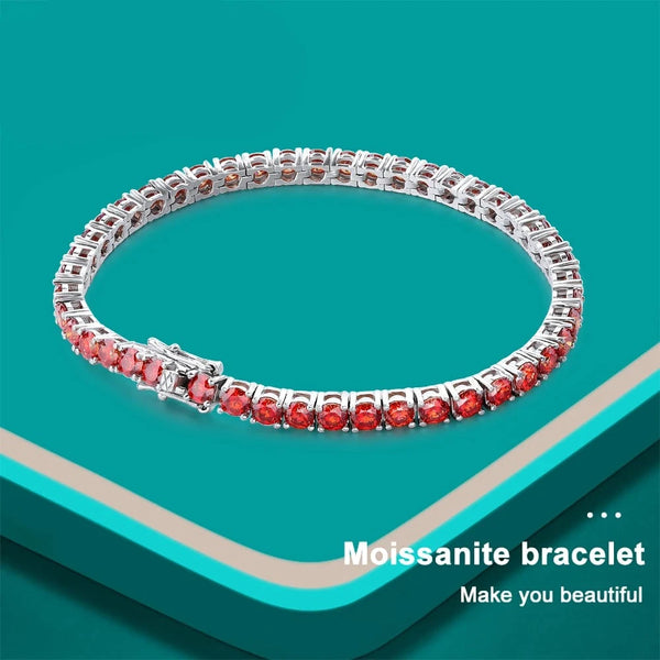 All Red Moissanite Tennis Bracelets