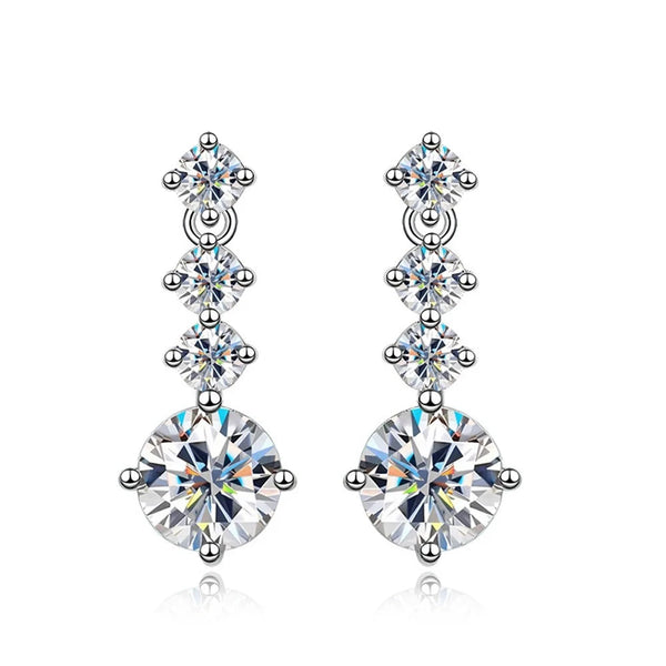 Moissanite Drop Earring Solid s925 Silver Plated
