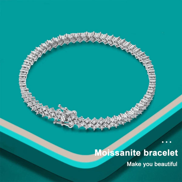 Moissanite Tennis Bracelet 925 Sterling Sliver Plated