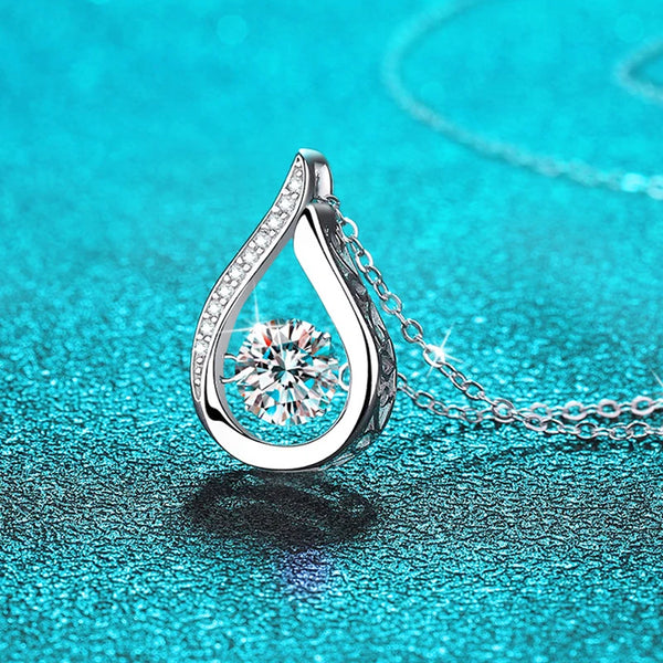 Smyoue 100% Moissanite Necklace Pendant for Women 1.0ct 6.5mm 925 Silver Jewelry Wedding Sparkling Round Cut Moissanite Pendant
